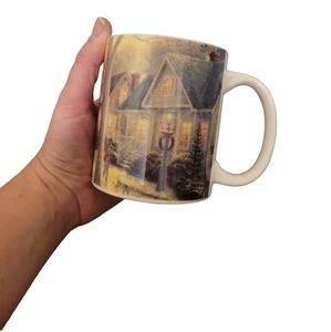 Maud Borup x Thomas Kinkade 1940s Christmas Urban scene Mug car kid dog